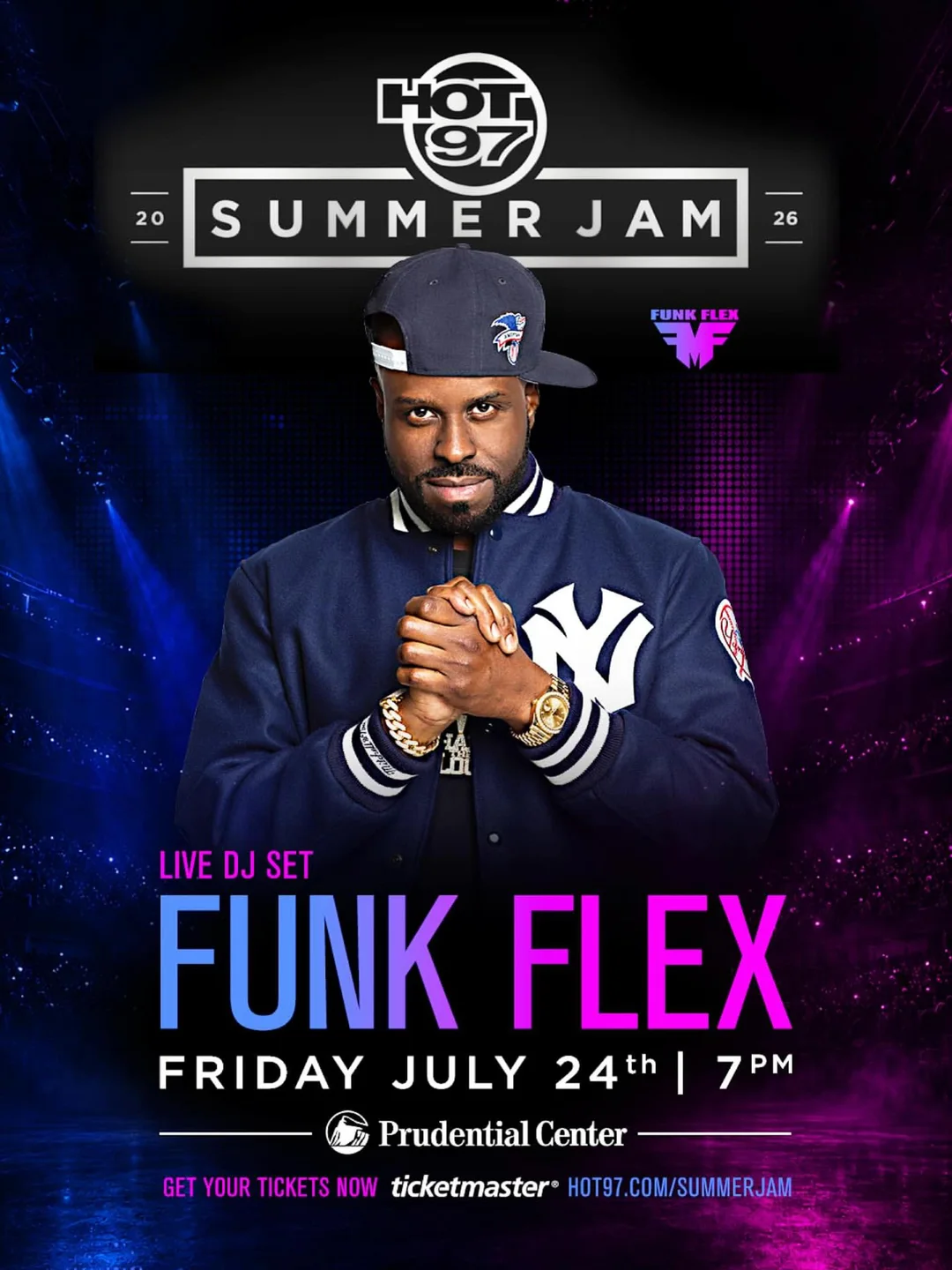 Hot 97 Summer Jam poster, live DJ set by Funk Flex, Prudential Center